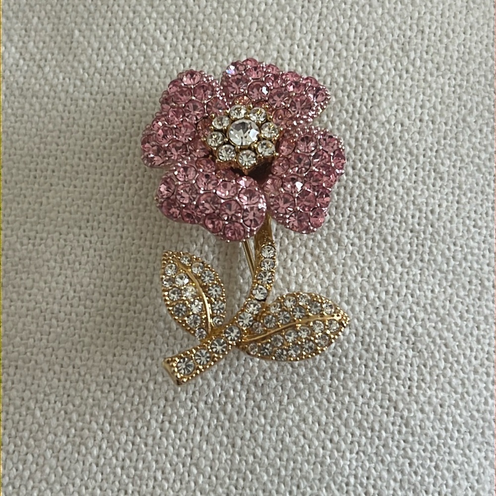 Pink, White & Gold Flower Brooch/Pendant